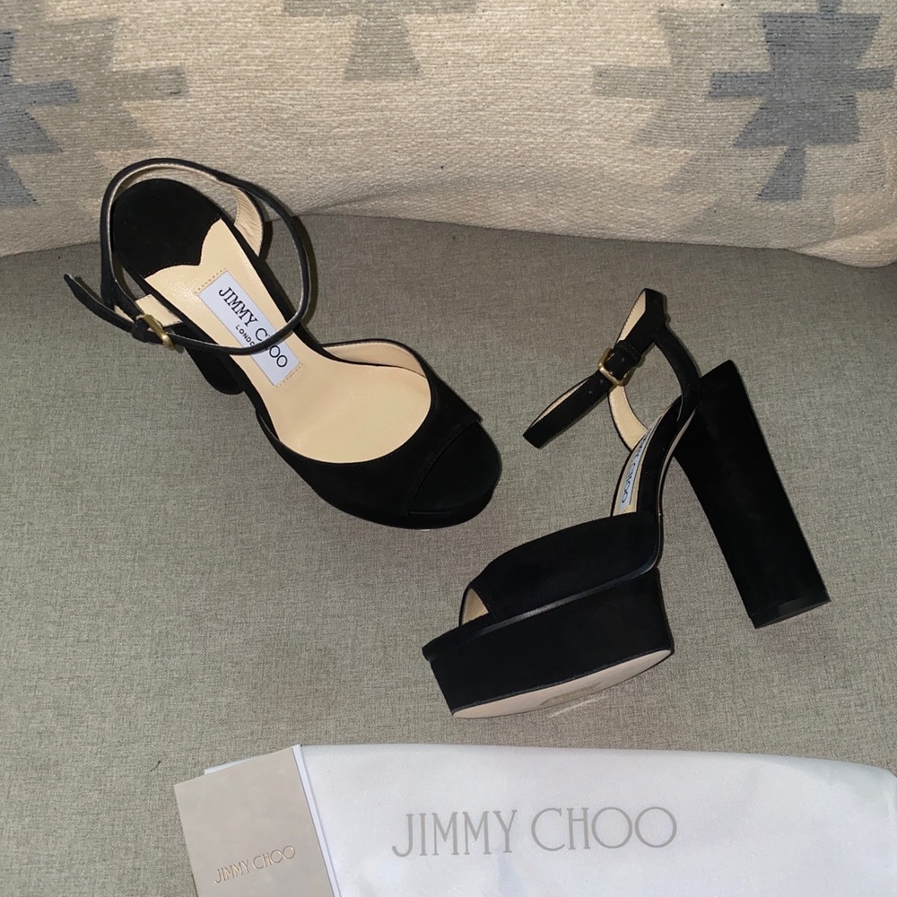 Jimmy Choo peachy 125 mm peachy black suede NWT 35.5 - Picture 7 of 14